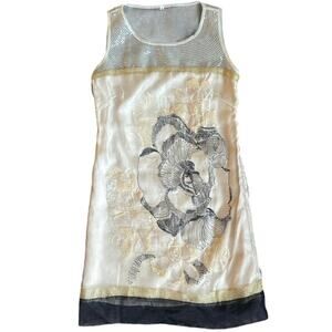 Vintage sequin appliqué embroidered shift dress